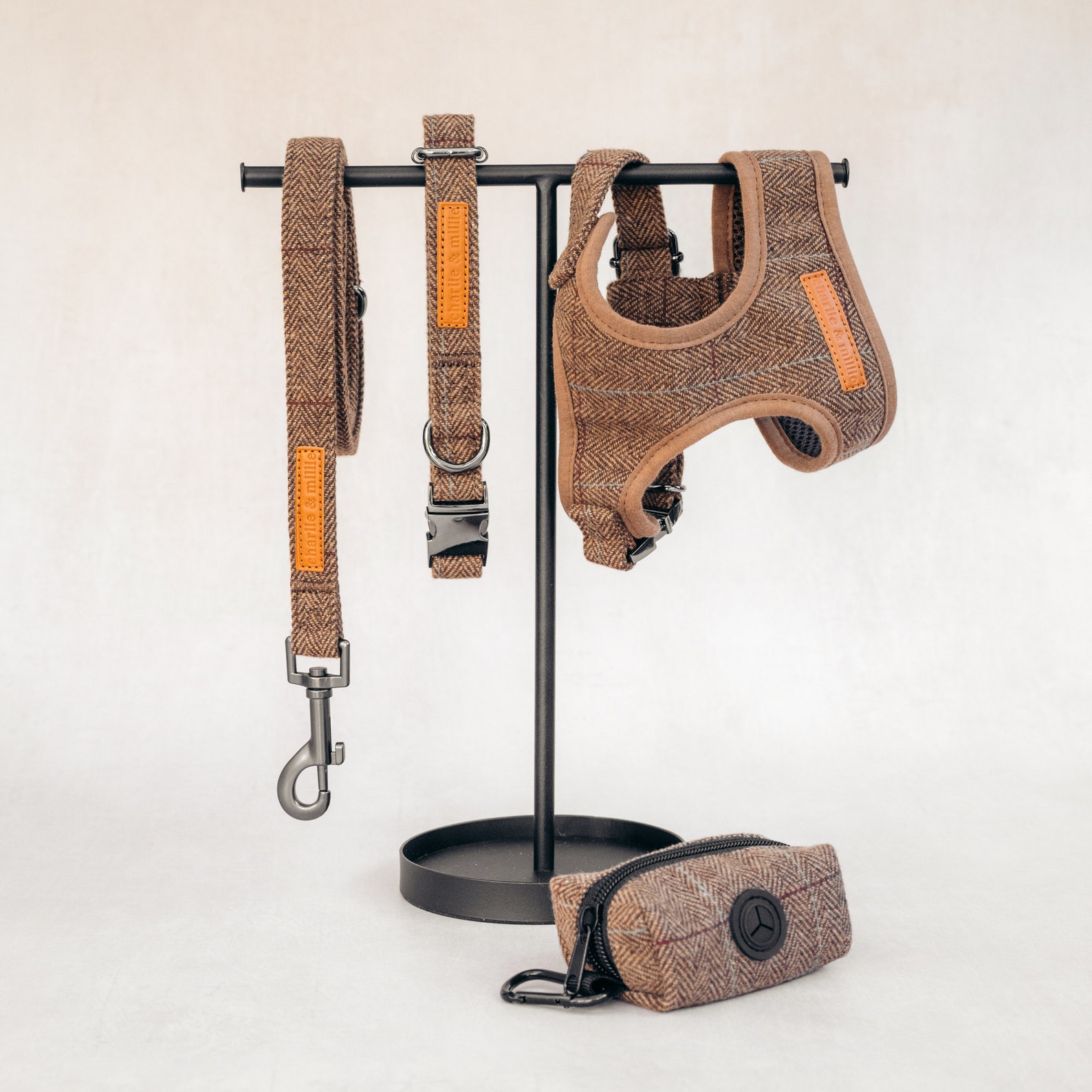 Tweed Dog Harness Brown Herringbone Etsy