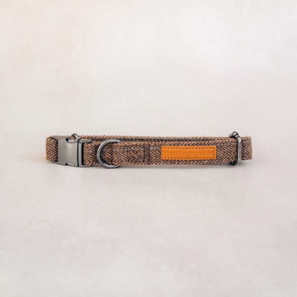 Tweed Dog Collar | Brown Herringbone