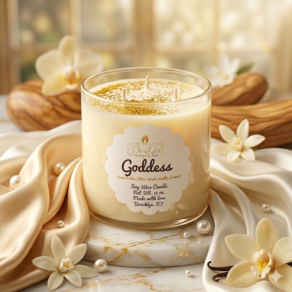 Goddess Luxury Soy Candle | Cocoa Butter, Vanilla, Coconut & Olive Wood | Feminine Home Fragrance | Self-Care Gift | Hand Poured Candle