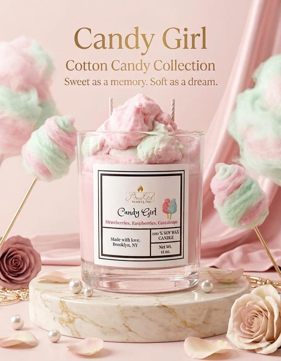 Candy Girl Soy Wax Candle – Berry, Cotton Candy, Vanilla Scent