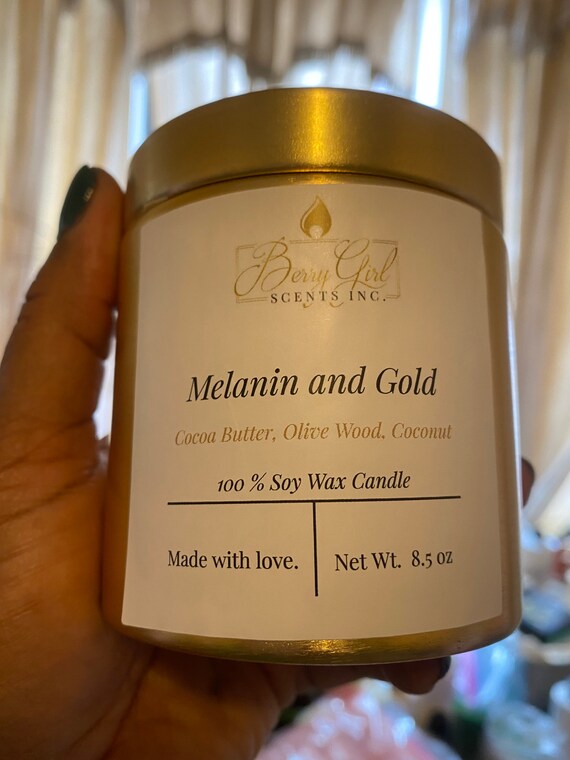 Hand Poured 100% Soy Candle - Super Chic Gold Metallic Glam Tin 8.5 oz