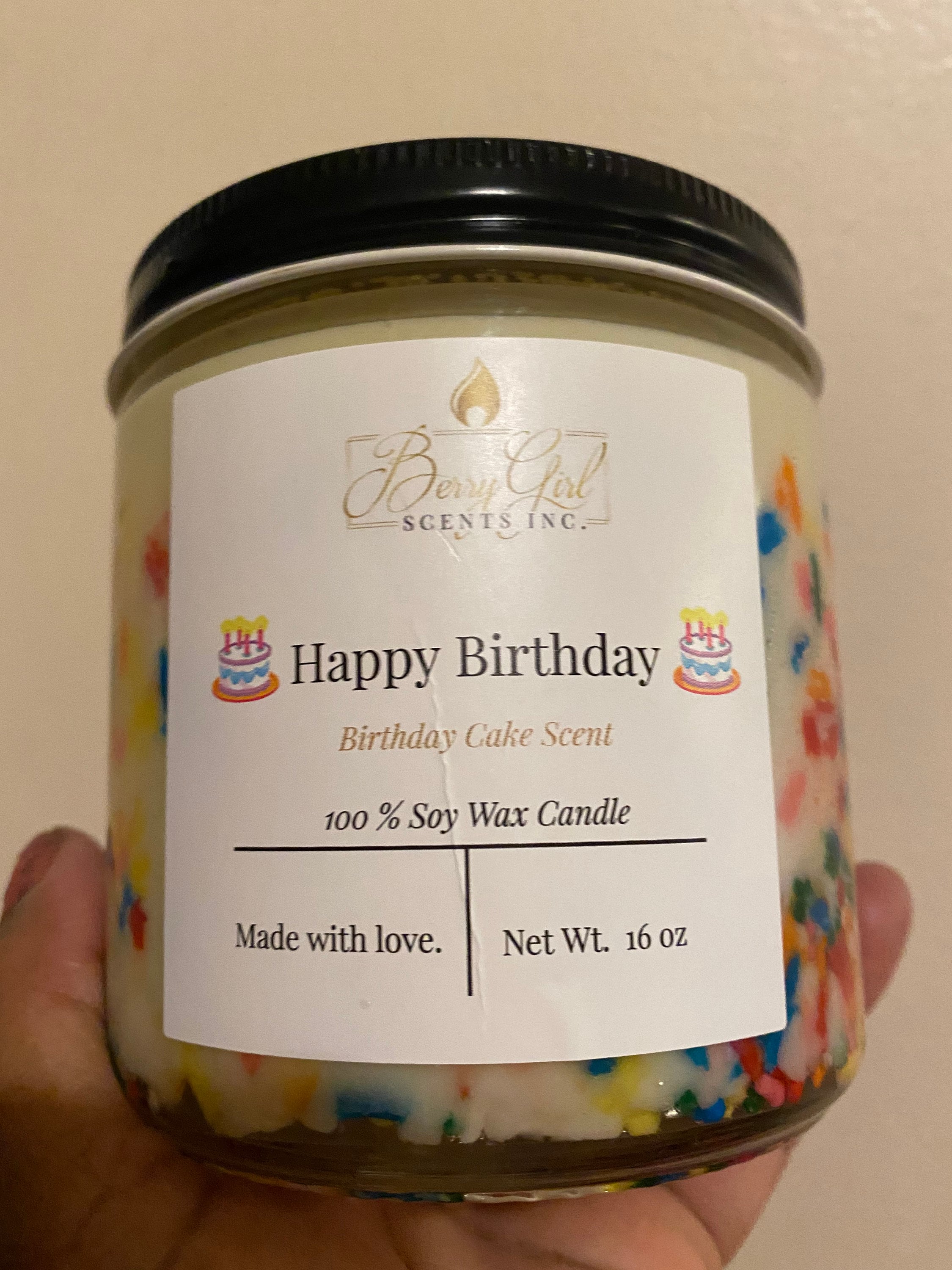 Hand Poured 100 Soy Candle Birthday Cake