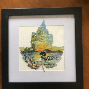 Hand painted real leaf painting