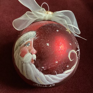 Christmas glass bulb ornament with gift box, string hanger included