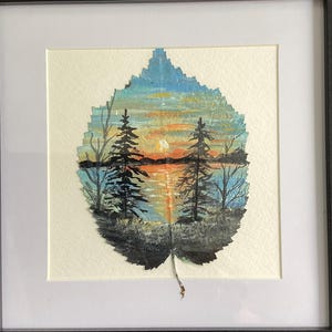 Hand painted real leaf painting
