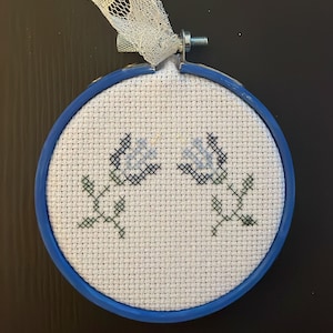 Blue Flowers Cross-stitch Ornament