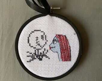 Jack and Sally stitched ornament