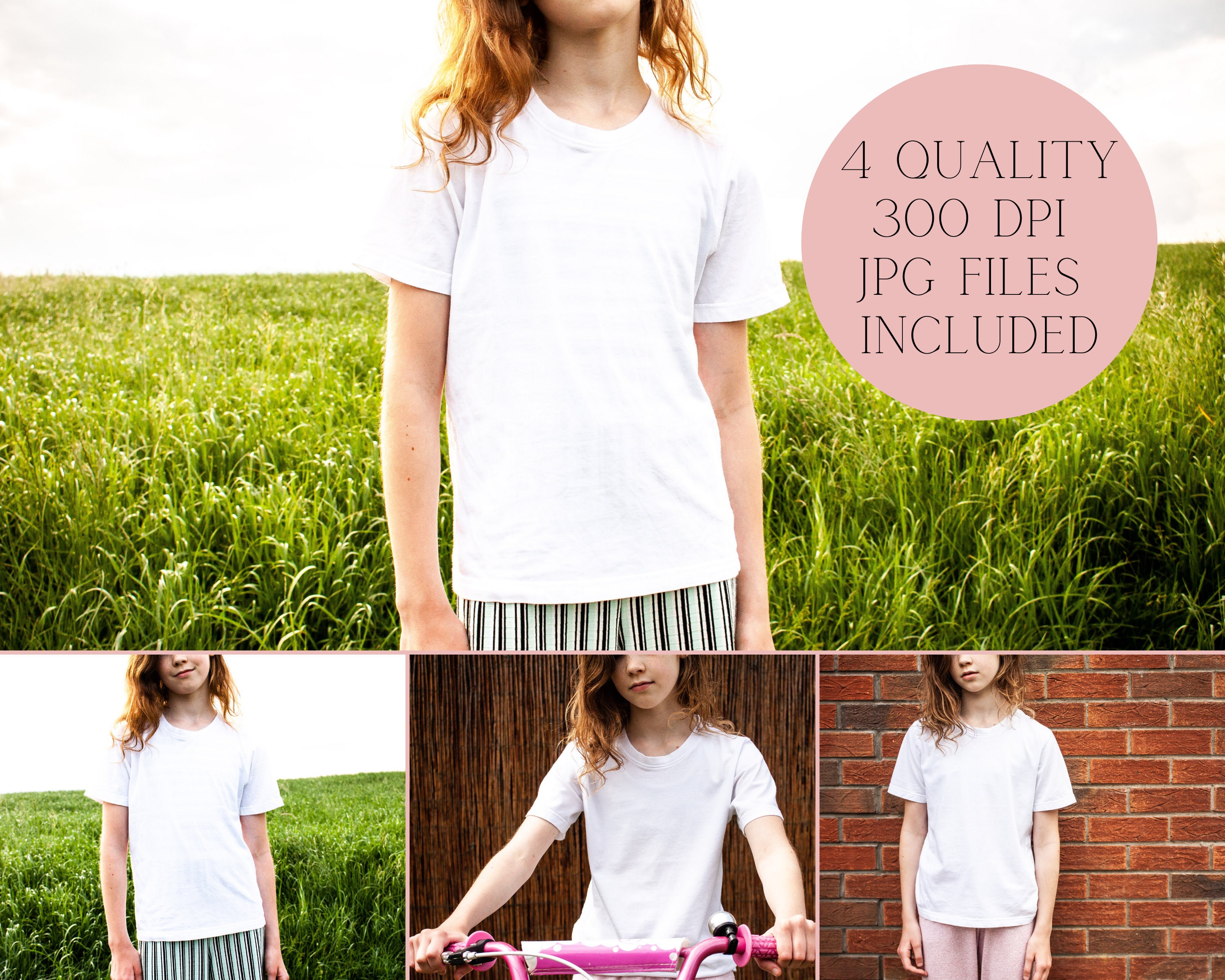 Download White T Shirt Mock Up Image Bundle Blank Tee Model Kids | Etsy