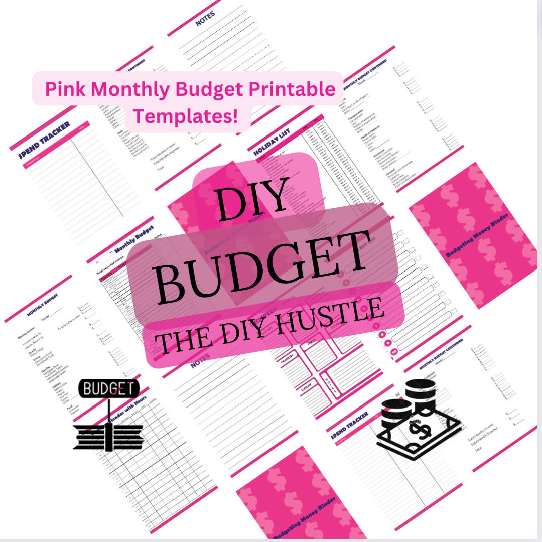 Pink Monthly Budget Template -- INSTANT DOWNLOAD-- Digital File --BONUS ...