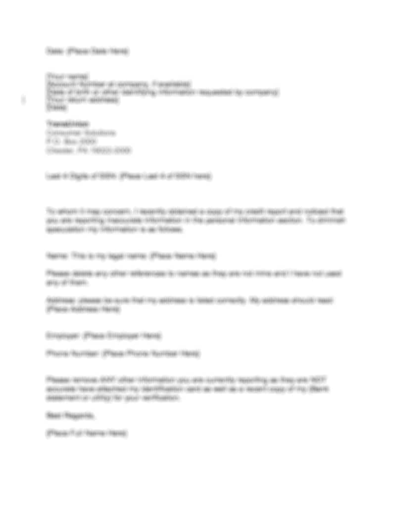 Transunion Personal Information Dispute Letter - Etsy