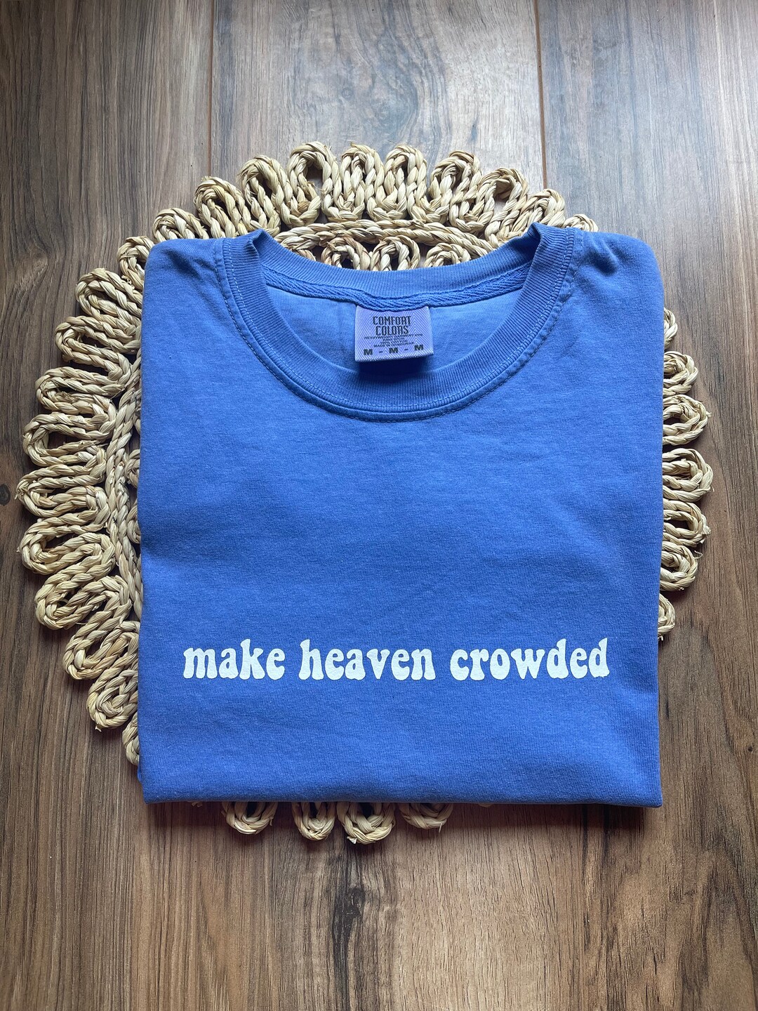 Make Heaven Crowded Puff Crop Tee, Blue