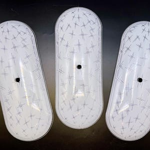 MCM Atomic Oval Vanity Light Shades: Bent Glass Covers - Trio