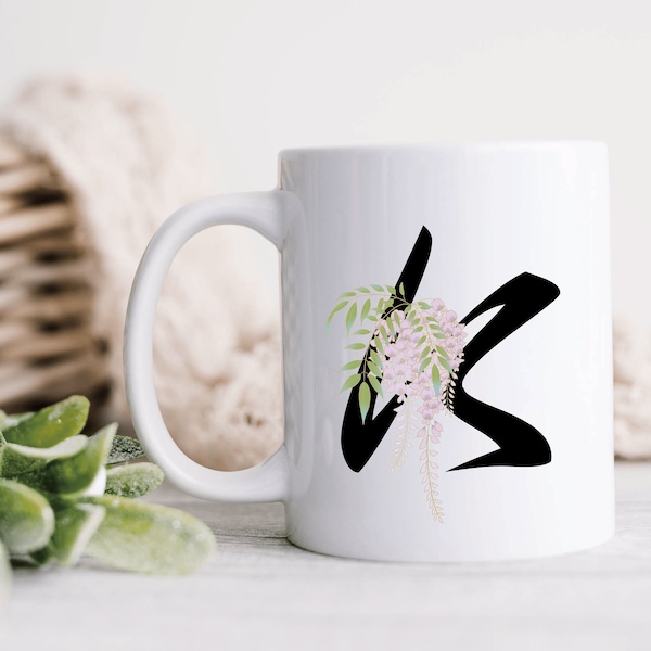 Mug prénom avec initiale, 11/15 oz, cadeau pour lui ou pour elle, cadeau d'entreprise personnalisé, tasse à café, amateur de thé, calligraphie japonaise au pinceau
