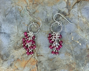 Dainty Ruby Sterling Silver Drop Earrings