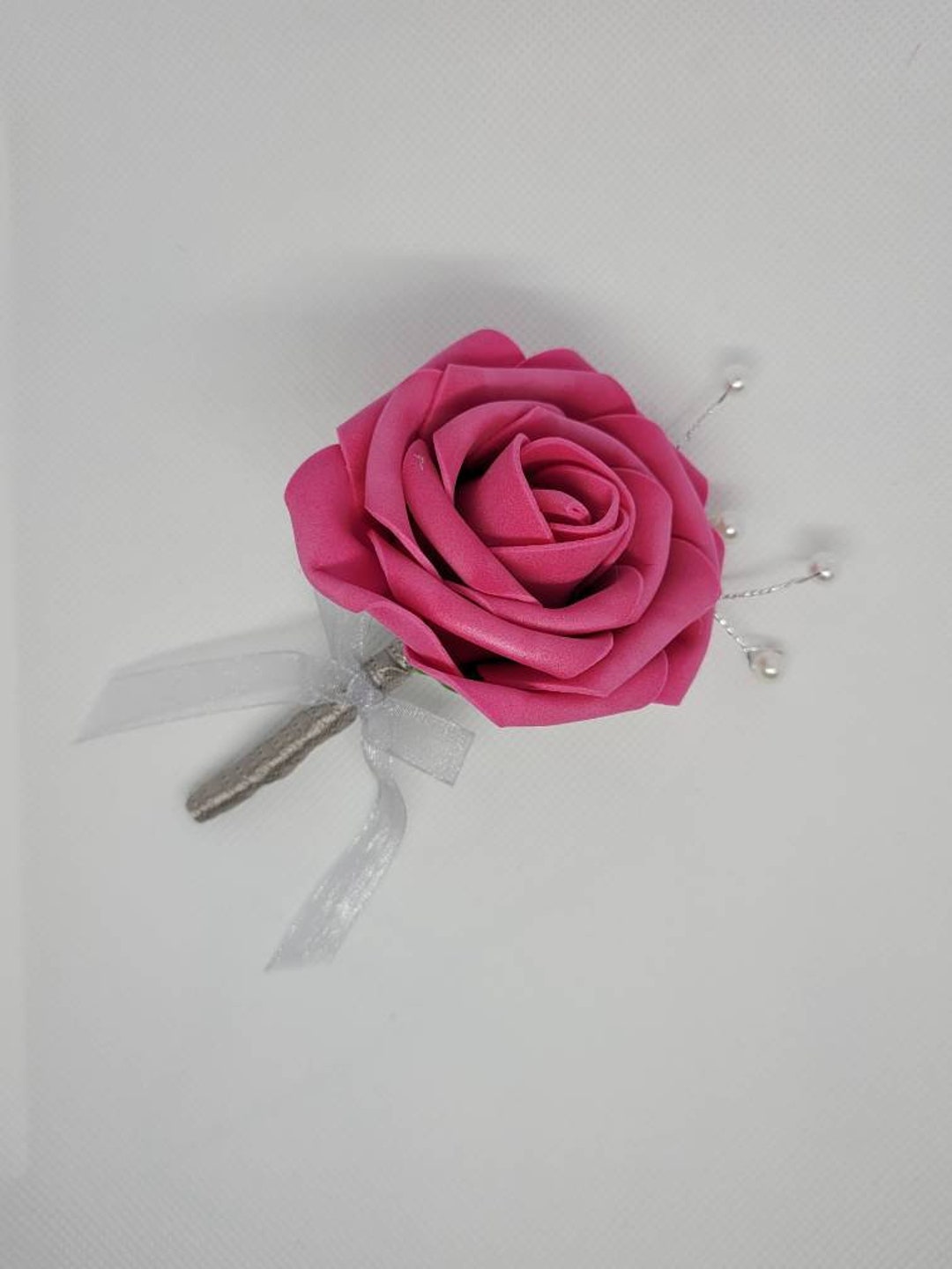 CHOOSE COLOR Fuchsia Real Feel Rose Boutonniere, Wedding,groom