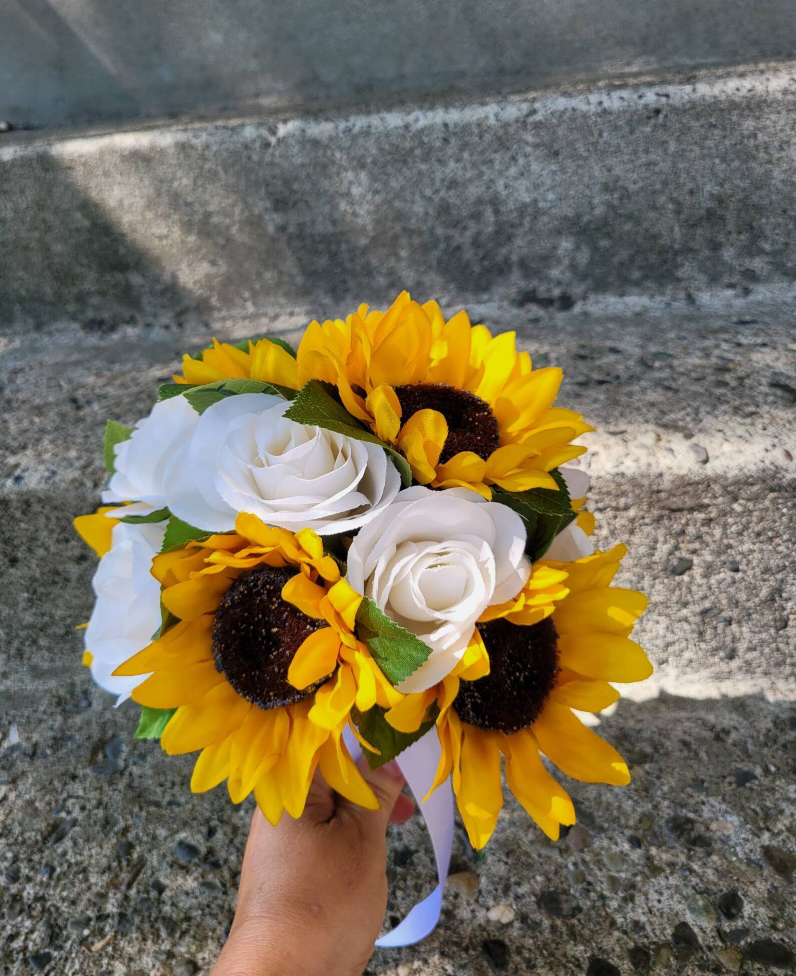 Beautiful Sunflower and White Rose Bouquet With a - Etsy