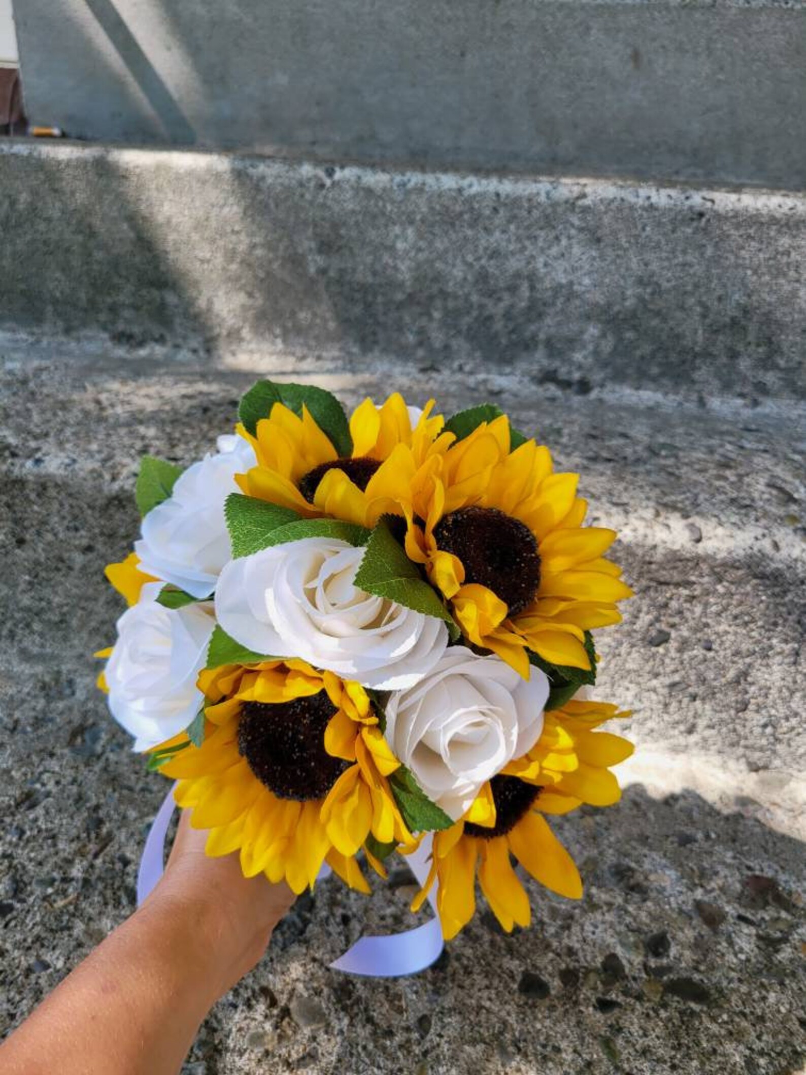 Beautiful Sunflower and White Rose Bouquet With a - Etsy
