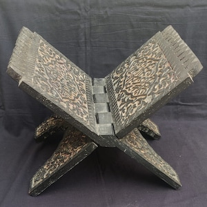 Rare Islamic Wooden Quran Holder(Rahel) Hand-carved Beautiful Calligraphy Holy Scripture Artefact Arabic Verses Embossed Gift Collectible