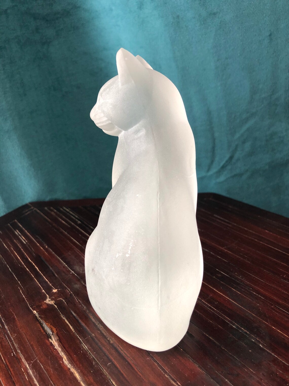 Vtg Frosted Clear Glass Kitty Cat Paperweight Figurine | Etsy