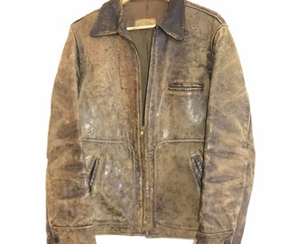 Vintage Original late 1940’s early 1950’s Genuine Horsehide Motorcycle Sport Jack Jacket. Mens 38.