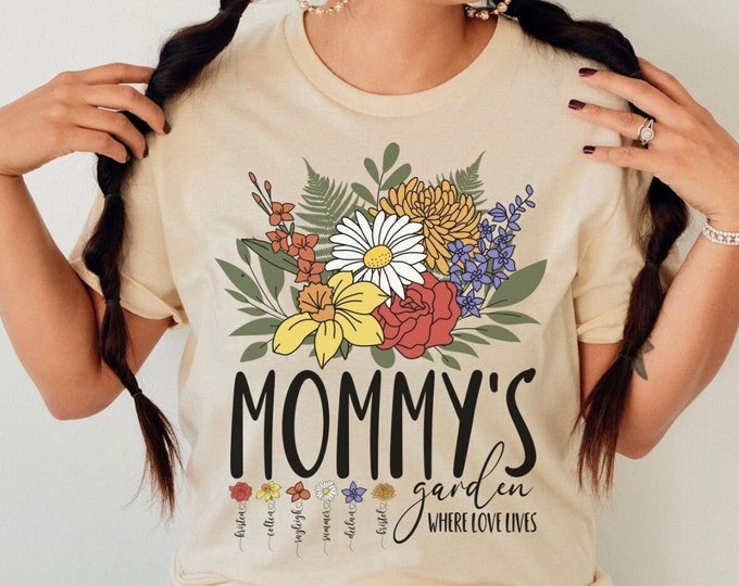 Custom Birth Month Shirt, Mama Shirt, Mother's Day Gift, Personalized Gift for Mom, Birth Flower Shirt, Mama Garden Gift, Mom Birthday gift