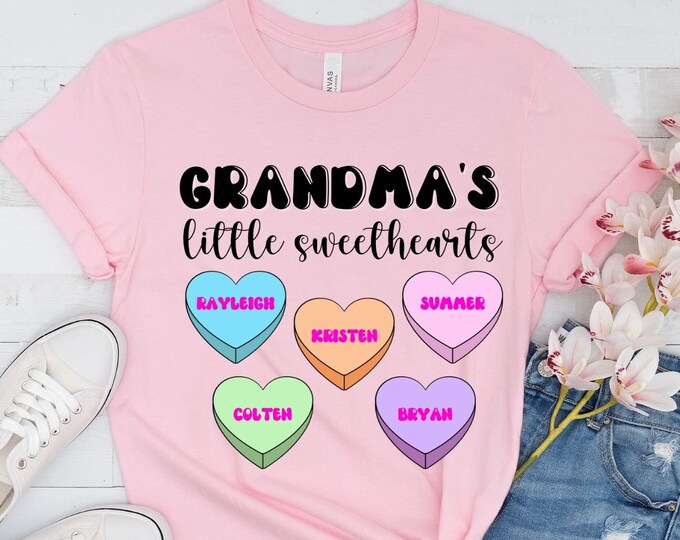 Personalized Grandma's Sweethearts Shirt, Grandma Valentine Shirt, Women Valentine Shirt, Custom Grandma with Grandkids Names, Valentine Tee