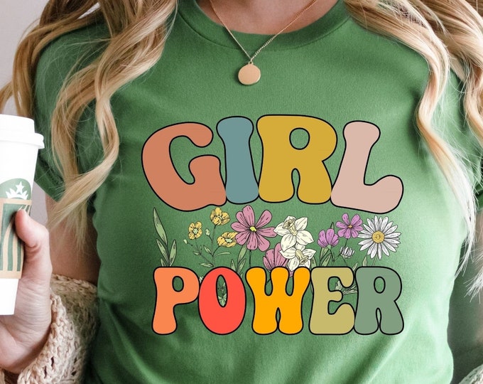 Girl Power Shirt, Colorful Girl Power, Retro Girl Power Shirt, Retro Shirt for Girl, Cute Retro Shirt, Retro Gift for Girl, Girl with Power