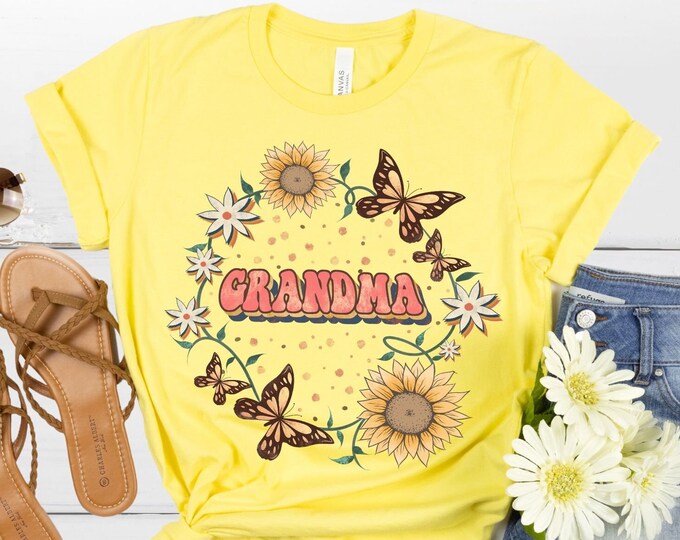 Mother's Day Shirt for Grandma, Floral Grandma Shirt, Floral Butterfly Grandma Gift, Mothers Day Gift for Grandma, Cute Grandma Shirt for Gr