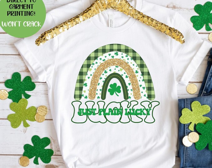 LUCKY SHIRT St Patricks Day Shirt Women Saint Patricks Day Shirts Cute St Paddys Day Shirt Lucky Rainbow shirt four leaf clover shirt green