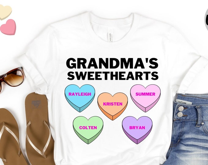 Personalized Grandma's Sweethearts Shirt, Grandma Valentine Shirt, Women Valentine Shirt, Custom Grandma with Grandkids Names, Valentine Tee