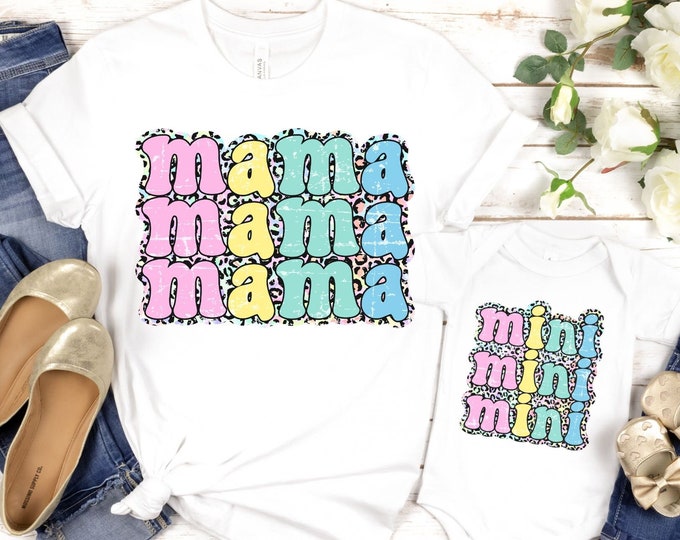 Mama and Mini Matching Shirts, Mama and Mini T-Shirt, Mommy and me matching shirts, Colorful Mama Shirt, Mothers day gift, Gift for Mom