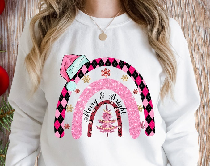 Christmas shirt, Rainbow Christmas sweatshirt, Christmas party shirt, Women's holiday shirt, Women's Christmas top, Xmas shirt, Rainbow Shir