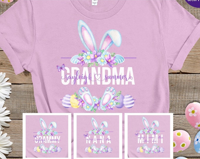 Personalized Easter Grandma Shirt, Easter Mimi Shirt, Nana Bunny Shirt, Nana Shirt for Easter Day, Mimi Easter's Gifts, Easter Gifts for Mom