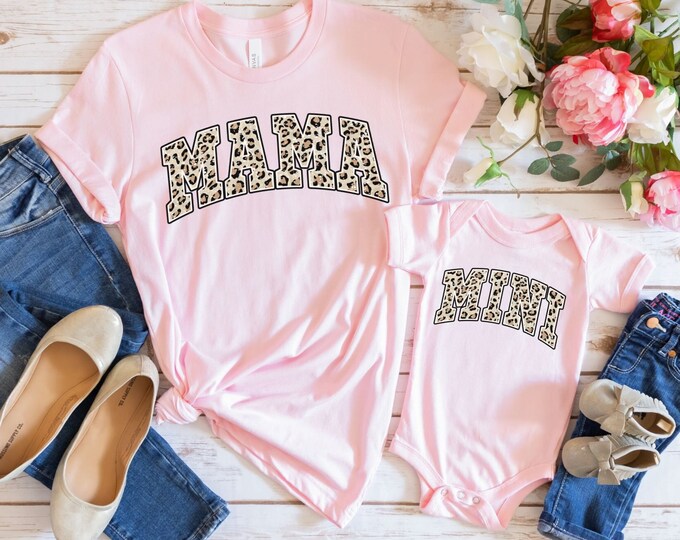 Mama and Mini Matching Shirts, Mama and Mini Leopard T-Shirt, Mommy and me matching shirts, Mama and Mini Shirts, Mothers day gift