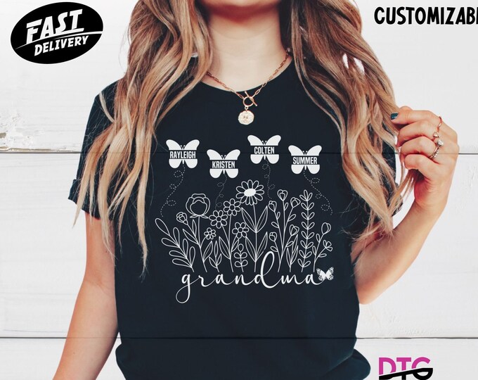 Personalized Mother's Day T-Shirt for Grandmother shirt for Mothers Day Gift for Grandma Gift Custom Mothers Day Shirt for Nana Grandma Tee