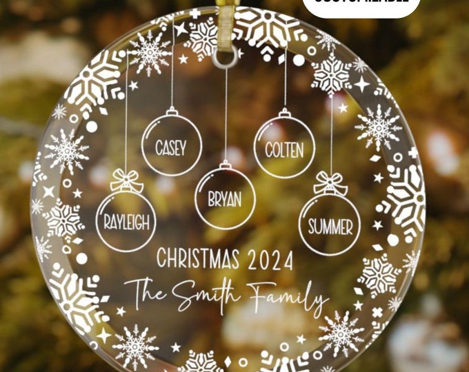 Personalized Family Ornament, Custom Christmas Family Ornament With Names and Year, New Family Christmas Gift 2024, Snowflake Ornament