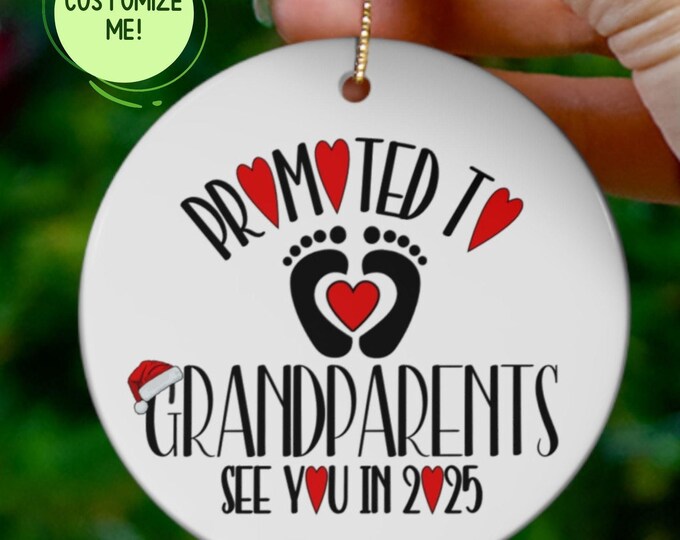 Promoted to Grandparents Ornament Christmas Ornament Pregnancy Announcement Reveal to Grandparents New Baby Announcement Ornament for Grandp