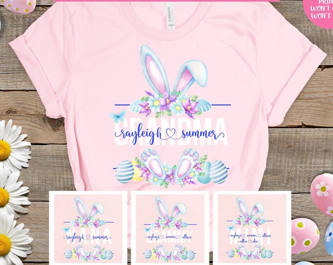 Personalized Easter Grandma Shirt, Easter Mimi Shirt, Nana Bunny Shirt, Nana Shirt for Easter Day, Mimi Easter's Gifts, Easter Gifts for Mom