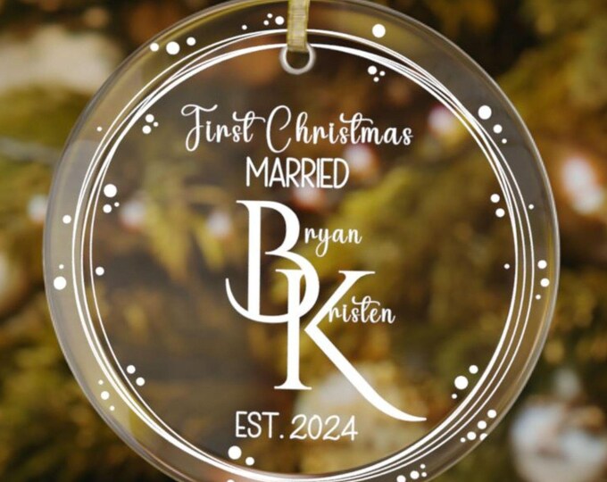First Christmas Married Ornament Mr and Mrs Ornament 2024 Newlywed Gift Married Christmas Ornament Personalized Wedding Ornament Custom Wedd