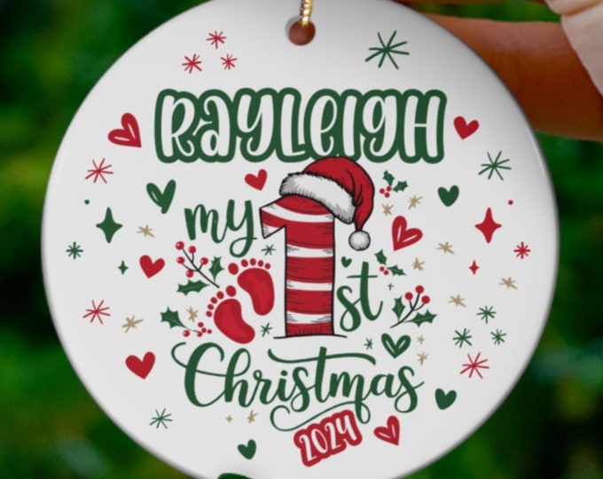 Baby's First Christmas Ornament 2024 New Baby Gift Baby Shower 1st Christmas Gift Baby Keepsake Personalized Ornament Custom Name Ornament