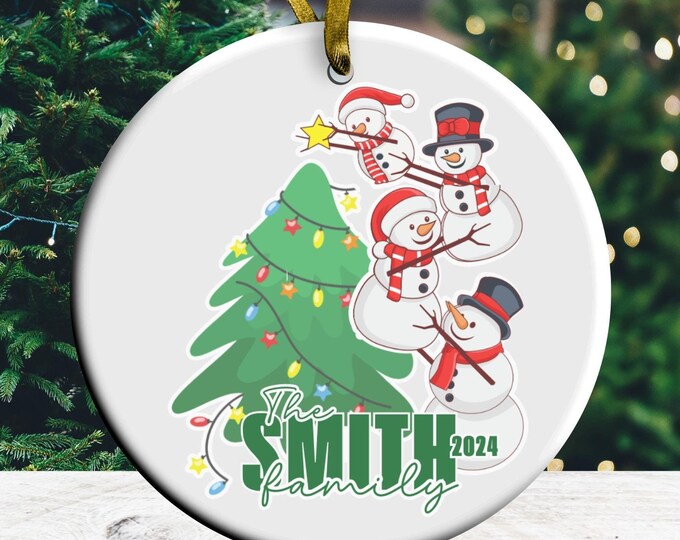 Personalized Family Christmas Ornament Family Ornament With Year Custom Christmas Gift Customized Ornament with Family Name Snowman Ornament