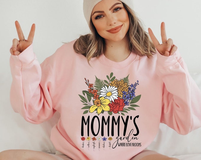 Custom Birth Month Shirt, Mama Shirt, Mother's Day Gift, Personalized Gift for Mom, Birth Flower Shirt, Mama Garden Gift, Mom Birthday gift