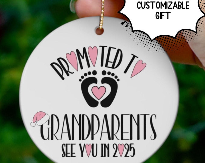Promoted to Grandparents Ornament Christmas Ornament Pregnancy Announcement Reveal to Grandparents New Baby Announcement Ornament for Grandp