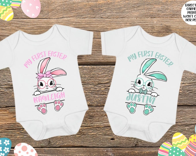 My First Easter Shirt Outfit Romper, Baby Girl Outfit, Baby Boy Girl Easter Shirt, Baby Easter Outfit, Rabbit Romper, My First Easter Baby