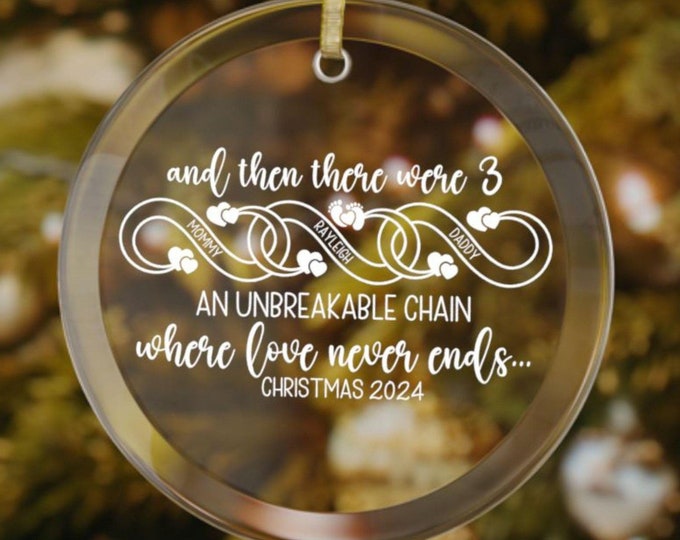 Family of 3 Christmas Ornament, Custom Christmas Family Ornament With Names and Year, New Family Christmas Gift 2024, new baby ornament