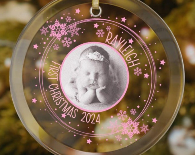 Personalized Baby's First Christmas Ornament 2024 New Baby Gift Baby Shower 1st Christmas Gift Baby Keepsake Ornament Custom Name Ornament