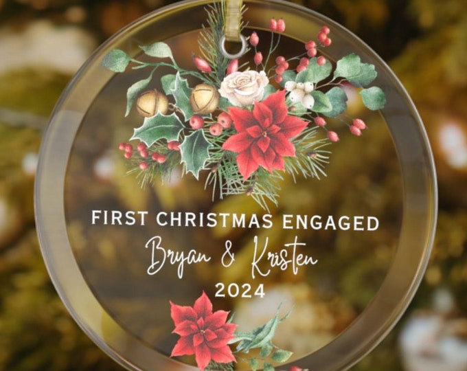 First Christmas Engaged Ornament 2024 Gift Engagement Christmas Ornament Personalized Engagement Ornament Custom Engagement Ornament Gift