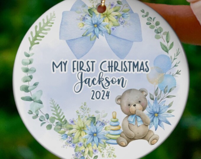 Personalized Baby's First Christmas Ornament 2024 New Baby Gift Baby Shower 1st Christmas Gift Baby Keepsake Ornament Custom Name Ornament