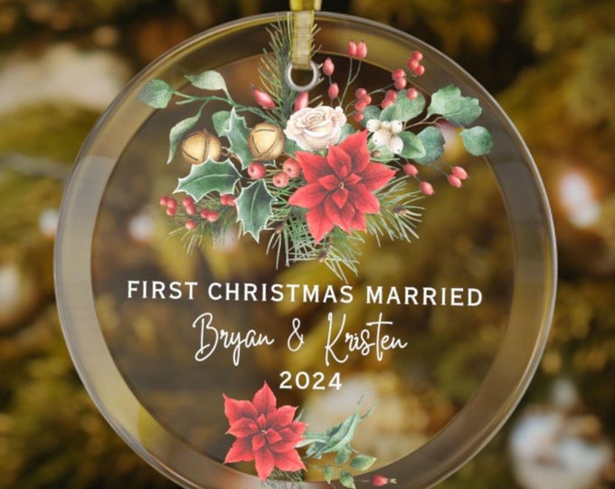 First Christmas Married Ornament Just Married Christmas Ornament Newlywed Christmas Ornament, Wedding Christmas Ornament, Wedding Gift,