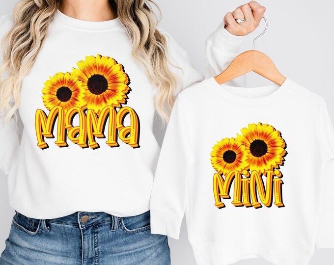 Mama and Mini Matching Sunflower Shirt Mothers Day Gift Mom and Daughter Matching Mommy and Me Shirt Outfit for Mothers Day Mother Daughter